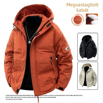 Férfi őszi-téli szélálló, meleg, divatos, csinos, mindenhez illő, lezser, pamuttal bélelt kabát