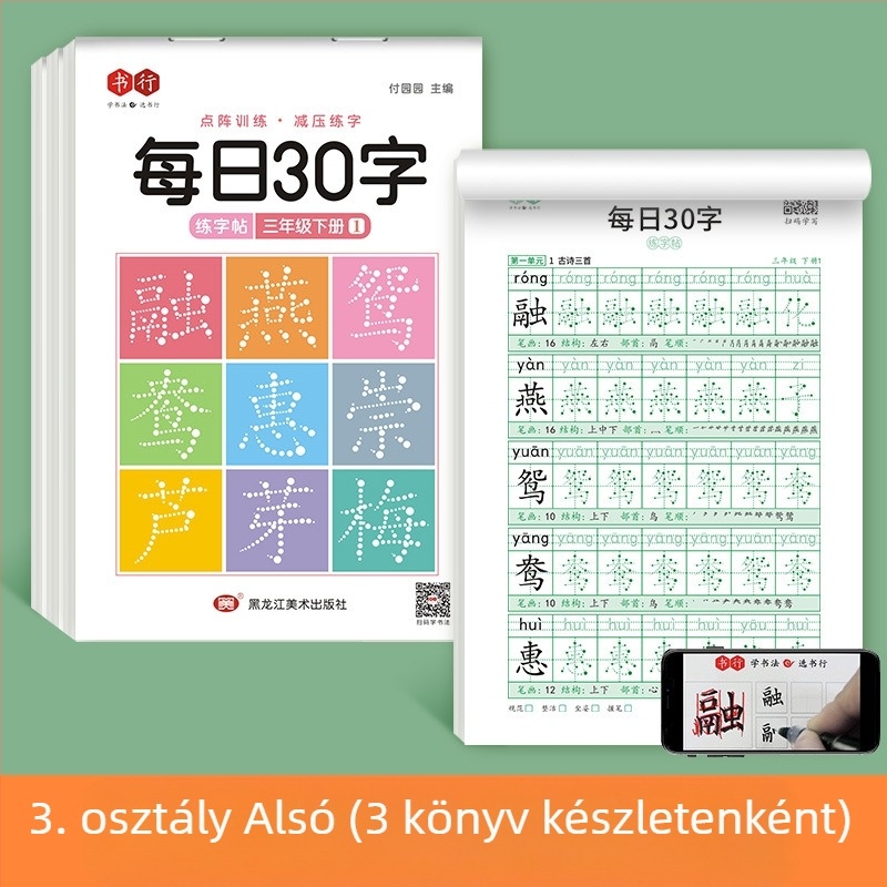 [Dekompressziós szinkron füzet, napi 30 szó] Pontmátrix Új szavak Általános iskolás tanulók 1-6. osztályos kínai festészet piros kalligráfia gyakorlófüzet