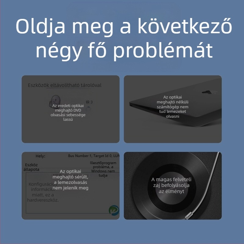 DVD külső optikai meghajtó doboz Blu-ray USB illesztőprogram nélküli CD-lejátszó számítógép olvasás VCD külső optikai lemezíró