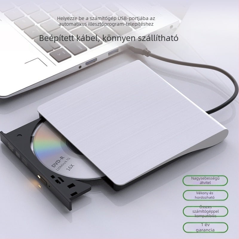 DVD külső optikai meghajtó doboz Blu-ray USB illesztőprogram nélküli CD-lejátszó számítógép olvasás VCD külső optikai lemezíró
