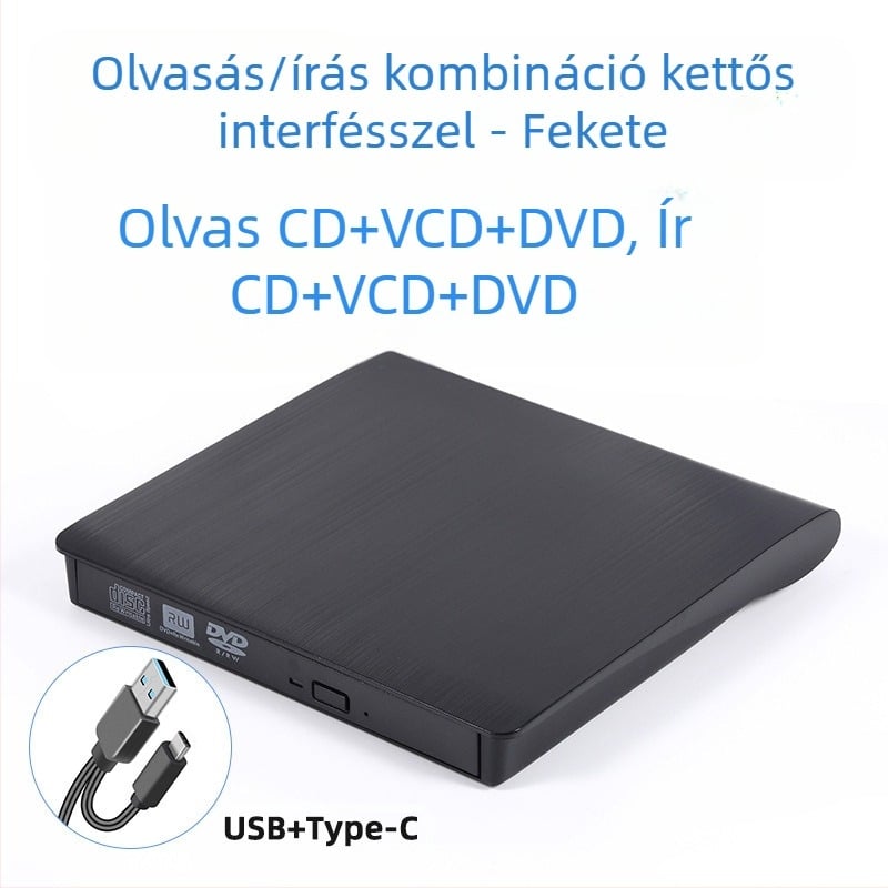 DVD külső optikai meghajtó doboz Blu-ray USB illesztőprogram nélküli CD-lejátszó számítógép olvasás VCD külső optikai lemezíró