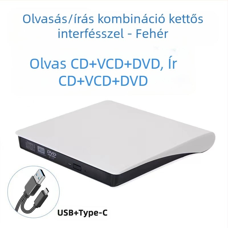 DVD külső optikai meghajtó doboz Blu-ray USB illesztőprogram nélküli CD-lejátszó számítógép olvasás VCD külső optikai lemezíró