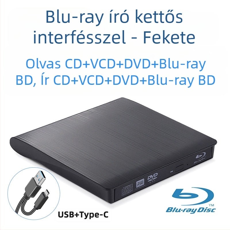 DVD külső optikai meghajtó doboz Blu-ray USB illesztőprogram nélküli CD-lejátszó számítógép olvasás VCD külső optikai lemezíró