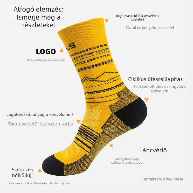 WRELS merinógyapjú zokni férfi és női magas szárú túrafutó zokni vastagított frottír dezodor lélegző sportzokni