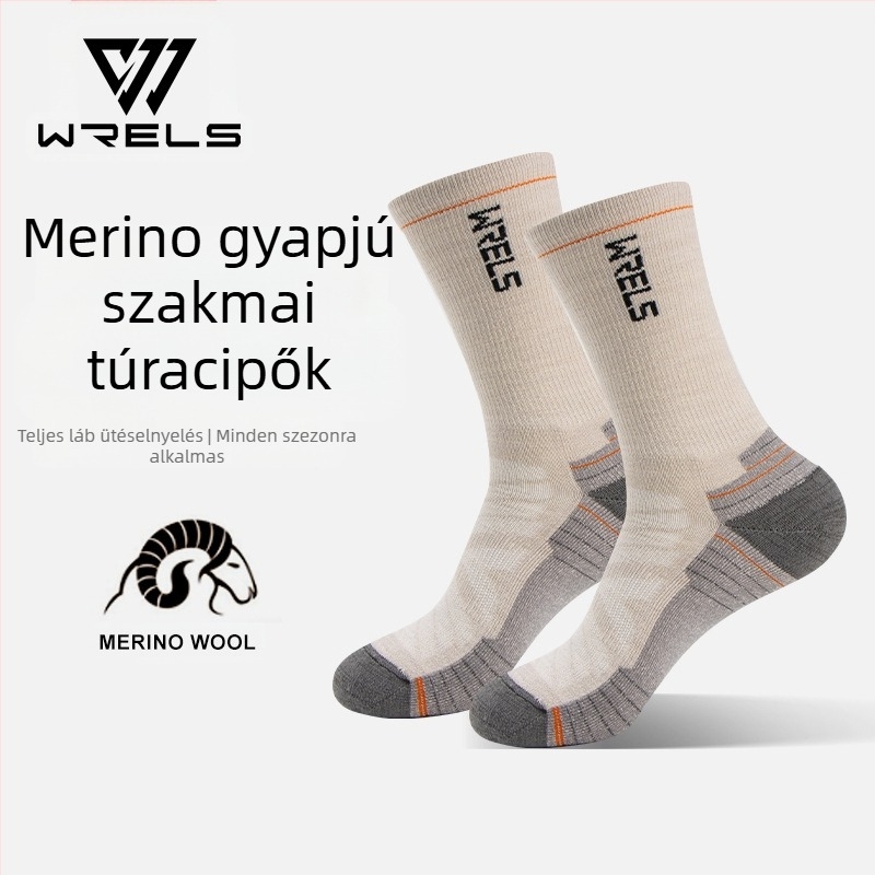 WRELS merinógyapjú zokni férfi és női magas szárú túrafutó zokni vastagított frottír dezodor lélegző sportzokni