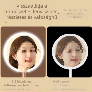 Kéttengelyű sminktükör lámpával, asztali, diákkollégiumi, otthoni irodai, LED-es szépségtükör, forgó