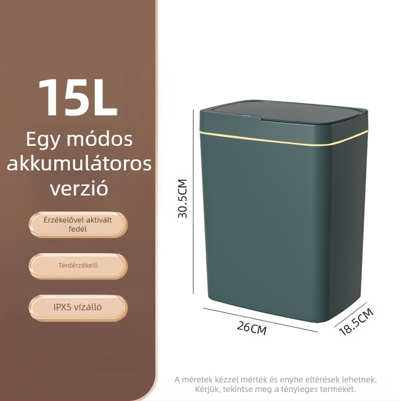 Érintésmentes intelligens, nyitott fedelű szemetes, automatikus csomagolás, intelligens szemetes, fürdőszobai résbe helyezhető szemetes