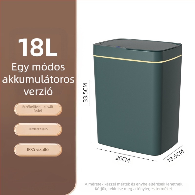 Érintésmentes intelligens, nyitott fedelű szemetes, automatikus csomagolás, intelligens szemetes, fürdőszobai résbe helyezhető szemetes