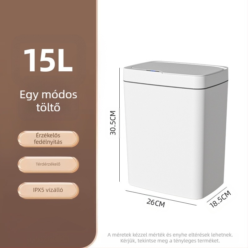 Érintésmentes intelligens, nyitott fedelű szemetes, automatikus csomagolás, intelligens szemetes, fürdőszobai résbe helyezhető szemetes