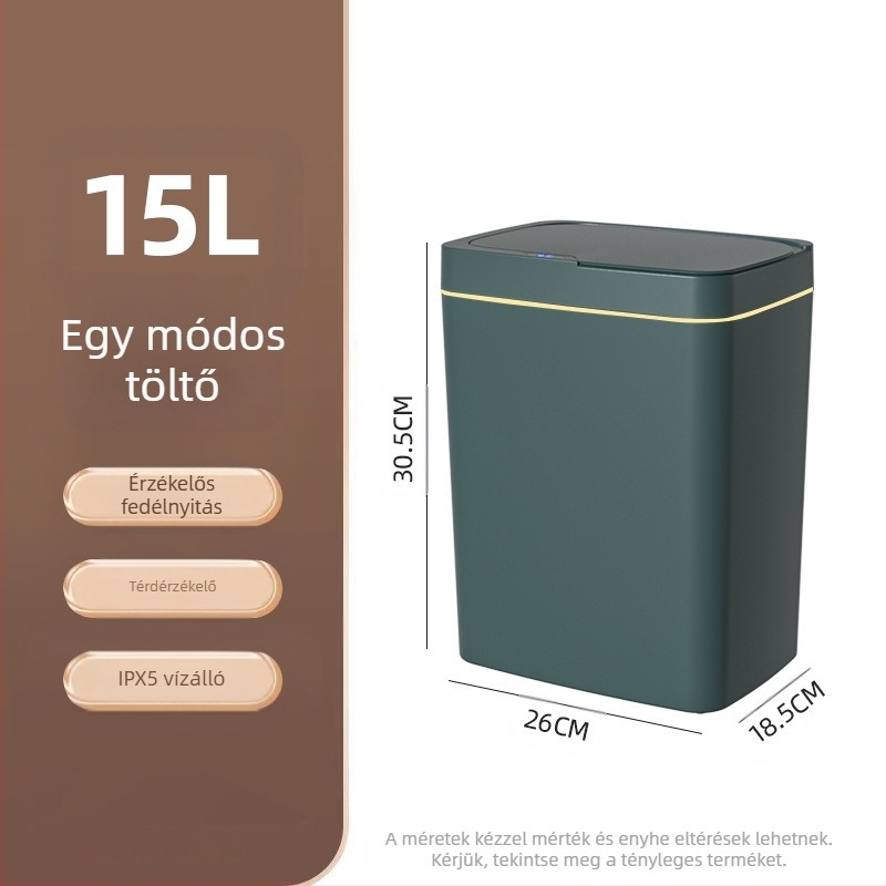 Érintésmentes intelligens, nyitott fedelű szemetes, automatikus csomagolás, intelligens szemetes, fürdőszobai résbe helyezhető szemetes