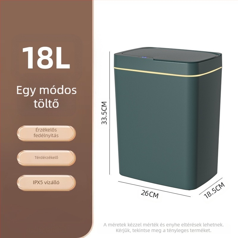 Érintésmentes intelligens, nyitott fedelű szemetes, automatikus csomagolás, intelligens szemetes, fürdőszobai résbe helyezhető szemetes