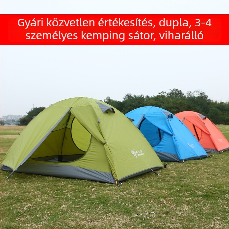 Határokon átnyúló Amazon Hilman Zhengtu kültéri 2 személyes dupla 3-4 személyes alumínium rúddal ellátott dupla rétegű eső- és napálló kemping stílusú sátor