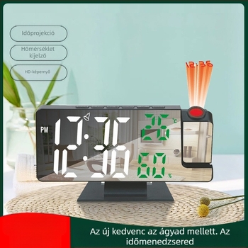 LED digitális képernyős ébresztőóra szundi fényerő-szabályozás tükör némítás piros vonal vetítés 3718 ébresztőóra tüköróra