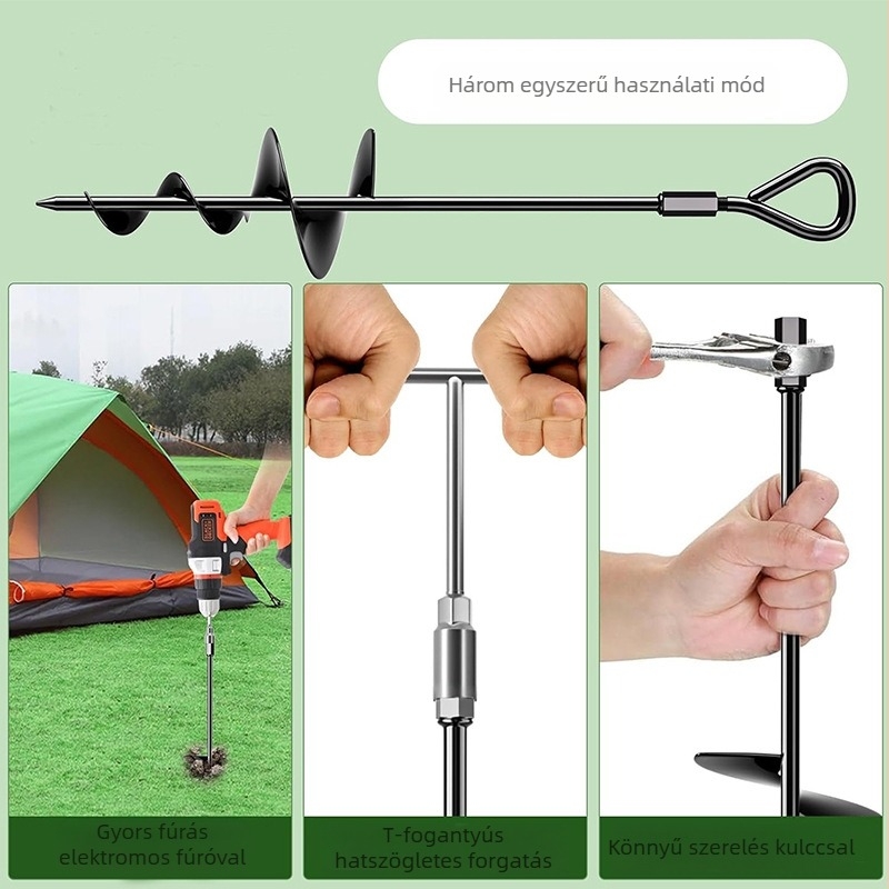 45 cm-es talajhorgonyok, nagy teherbírású spirális talajhorgonyok, kutyaház talajhorgonyai, hintahorgonyok, kisállatoknak szánt fix talajhorgonyok, trambulin talajhorgonyok
