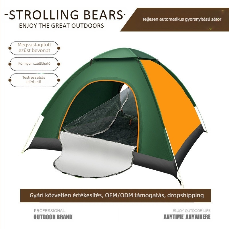 Kültéri kempingezés Szigorúan válogatott sátor Kültéri egyszemélyes, kétszemélyes, négyszemélyes, hordozható, teljesen automatikus, gyorsan nyitható kempingsátor, naptejjel