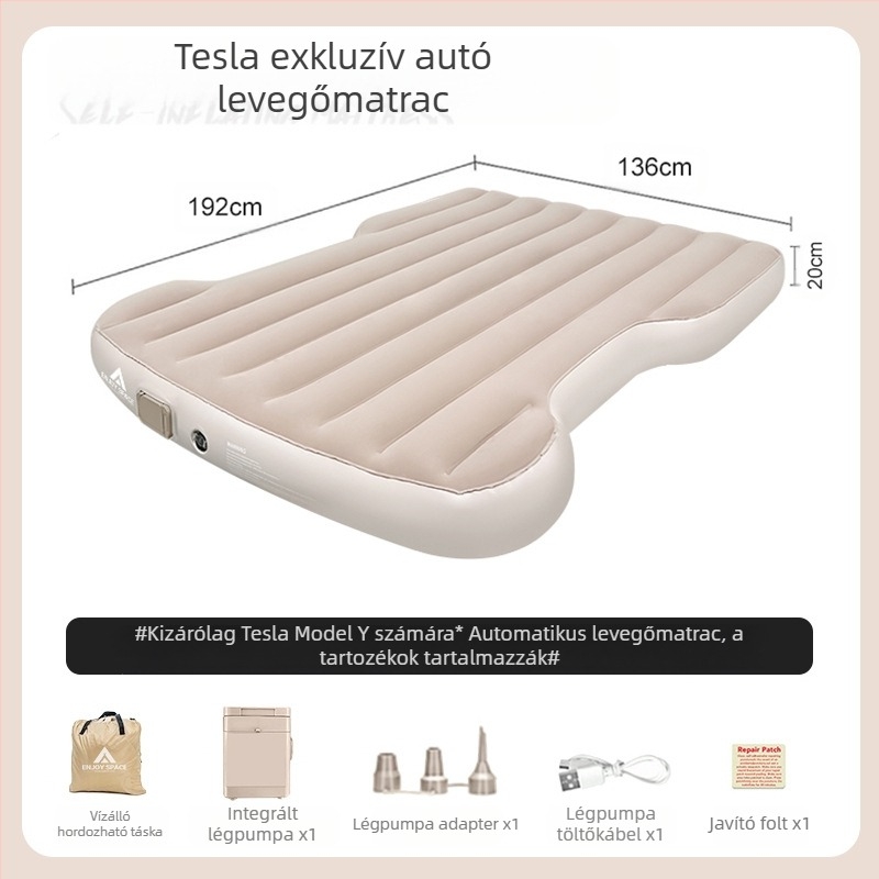 Autós felfújható ágy Tesla Y-modell csomagtartó matrac kültéri kemping hálószőnyeg autó hátsó hálóágy