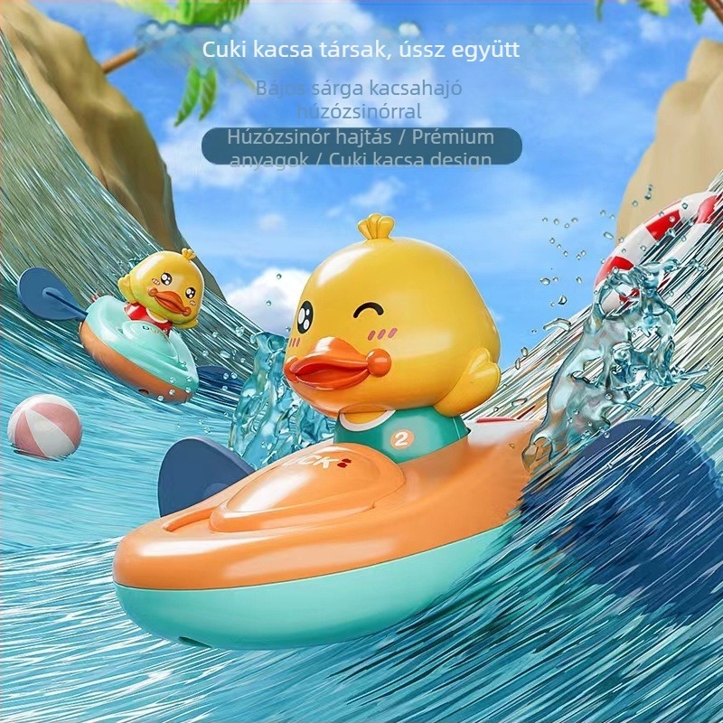 Baba vízi játékok kajak baba sárga kacsa evezés fürdő lány gyerekek fürdőszoba kanyargós strand kábel