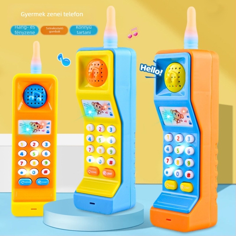 Mobiltelefon játék szimulációja gyermekeknek, analóg telefonhanggal és könnyűzenével, fiúknak és lányoknak szóló oktató világító játékmodell