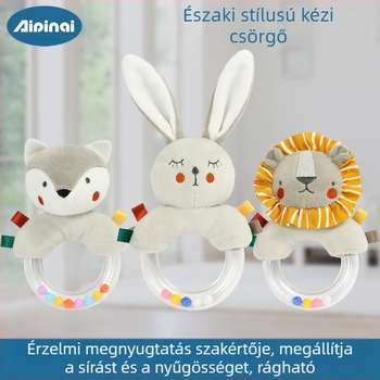 Babanyugtató kézgyűrű 0-1 éves korig, megfogó kézgyűrű újszülött baba kirakós plüss játék kézgyűrű