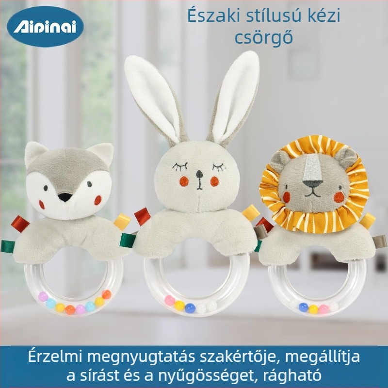 Babanyugtató kézgyűrű 0-1 éves korig, megfogó kézgyűrű újszülött baba kirakós plüss játék kézgyűrű
