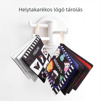 Baba tenyér szövetkönyv újszülött fekete-fehér kártya hangpapír tapintható könyv kognitív állat korai nevelési könyv mosható és rágható