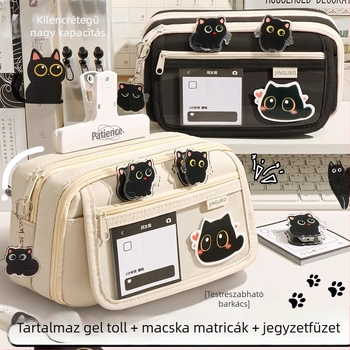 Kilenc rétegű nagy kapacitású kreatív macskás tolltartó diák tolltartó értékes egyszerű niche fájdalomtáska írószertáska fiúnak
