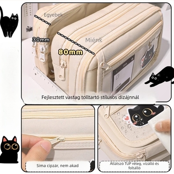 Kilenc rétegű nagy kapacitású kreatív macskás tolltartó diák tolltartó értékes egyszerű niche fájdalomtáska írószertáska fiúnak