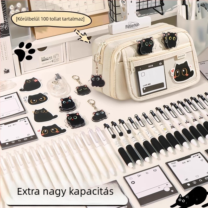 Kilenc rétegű nagy kapacitású kreatív macskás tolltartó diák tolltartó értékes egyszerű niche fájdalomtáska írószertáska fiúnak