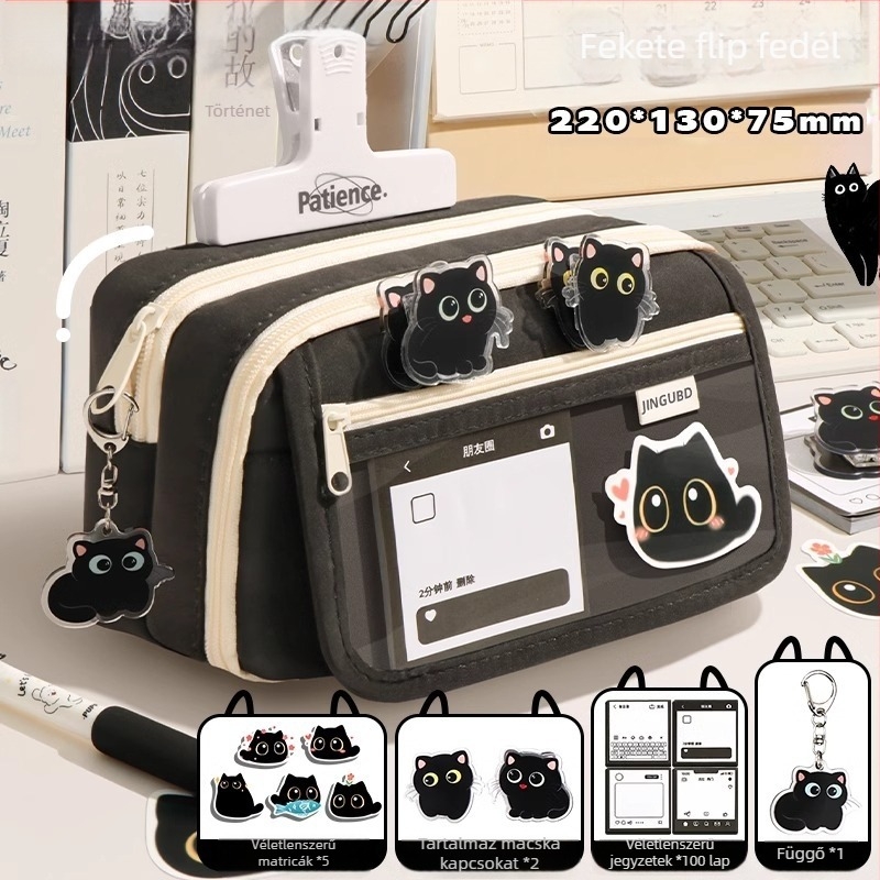 Kilenc rétegű nagy kapacitású kreatív macskás tolltartó diák tolltartó értékes egyszerű niche fájdalomtáska írószertáska fiúnak