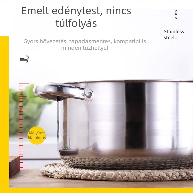 Határokon átnyúló, nagykereskedelmi, határokon átnyúló külkereskedelem, népszerű rozsdamentes acél edénykészlet leveshez, nagy kapacitású, sűrített háztartási leveses edény