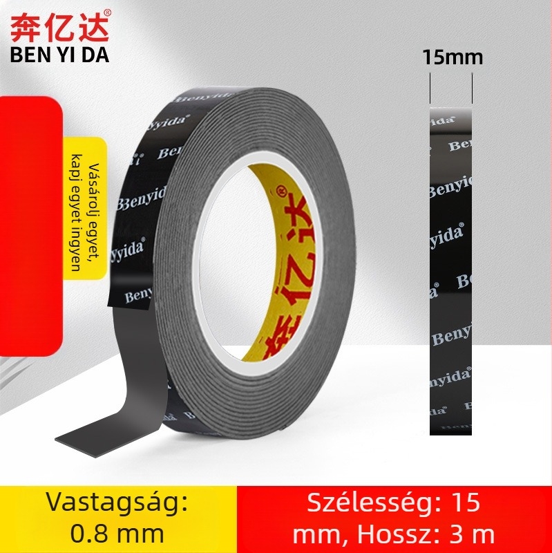 Szuper erős kétoldalas ragasztó, nagy viszkozitású falra szerelhető, erős ragasztó, nem károsítja a falat, a varratmentes ragasztószalag az autóhab nem hagy nyomot