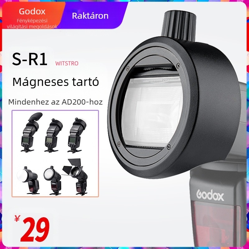 Shenniu S-R1 kerek lámpafej tartozék adapter gyűrűs tetejű vaku V1 AD200PRO fotózási kiegészítők AK-R1
