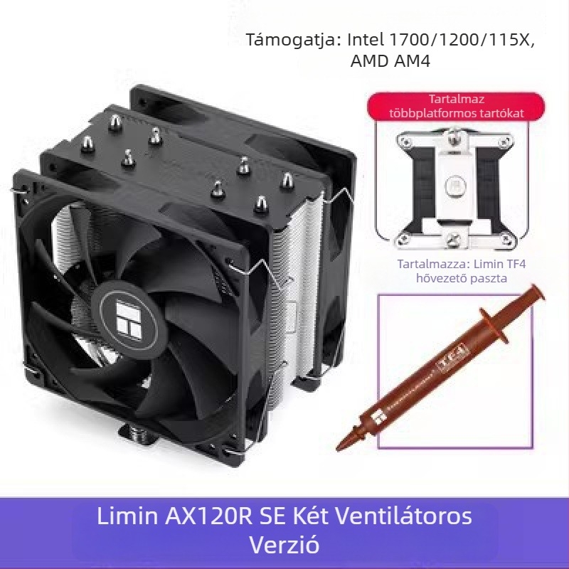 Limin AX120R SE számítógép CPU radiátor antigravitációs asztali ARGB ventilátor némítás fehér 1700/AM5