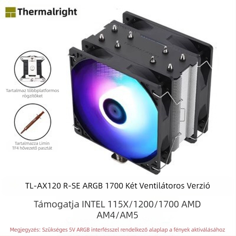Limin AX120R SE számítógép CPU radiátor antigravitációs asztali ARGB ventilátor némítás fehér 1700/AM5