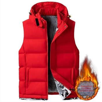 Plus Size őszi és téli pamut mellény férfi levehető kapucnis sport pamut ruházat bárány bársony outwear mellény dzseki hideg elleni védelem vastagítás