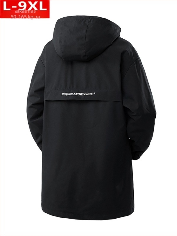 Tavaszi és őszi divatos minőségi férfi ruházat Elegáns, mindenhez illő kapucnis kabát, vastag, bevonatú, plus size, laza, középhosszúságú férfi dzseki