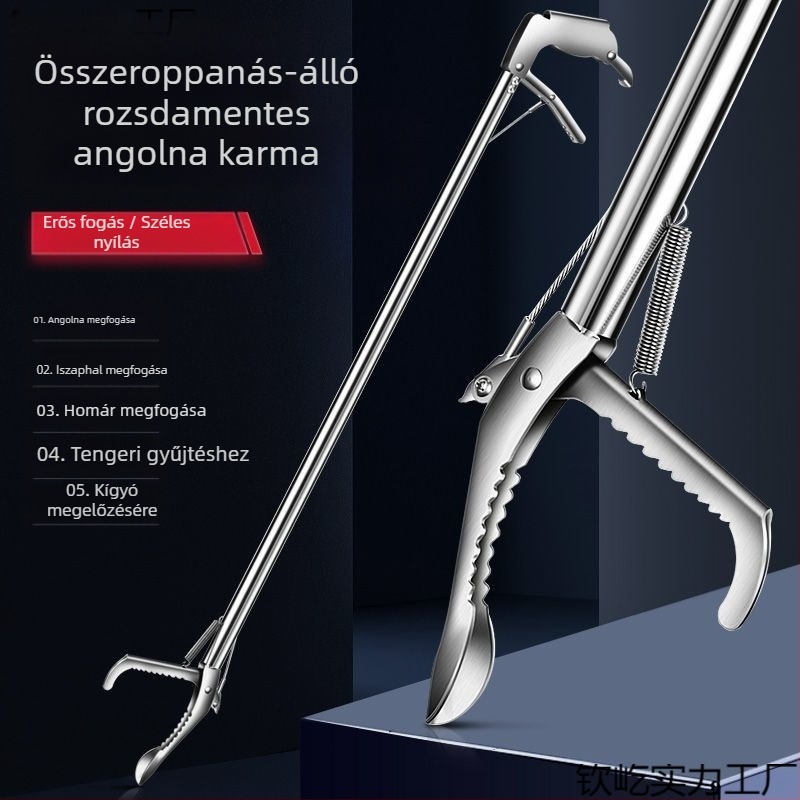 Meghosszabbított angolnacsipesz csíkfogáshoz, vastagított angolnafogó, összecsukható kígyóhorogfogó, csúszásmentes horog tengeri horgászathoz