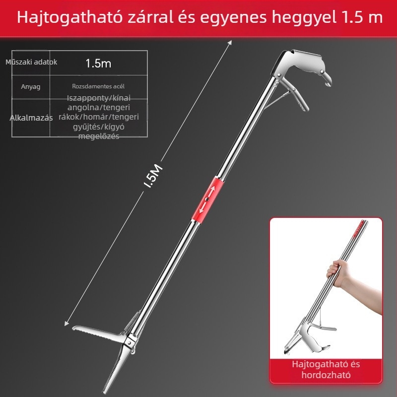 Meghosszabbított angolnacsipesz csíkfogáshoz, vastagított angolnafogó, összecsukható kígyóhorogfogó, csúszásmentes horog tengeri horgászathoz
