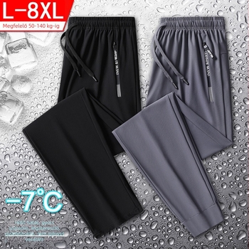 Extra nagy méretű Ice Silk lezser nadrág férfi vékony, nagy rugalmasságú, gyorsan száradó nyári hosszú nadrág, plus size laza sportnadrág