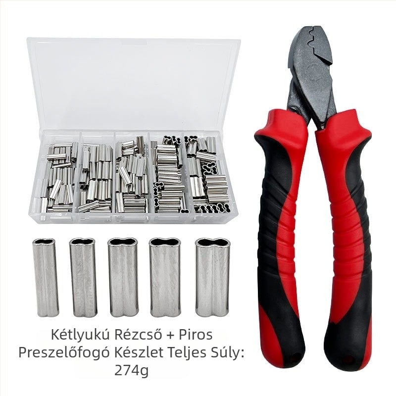 Horgászfelszerelés rézcső dupla rézcső horgászzsinór tartó burkolat krimpelőfogó horgász acélhuzal bilincs cső krimpelőfogó öltöny