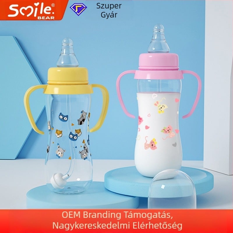 Gyári értékesítésű baba PP fogantyúval, standard kaliberű cumisüveg, 250 ml-es újszülött cumisüveg, puffadásgátló, esésgátló cumisüveg