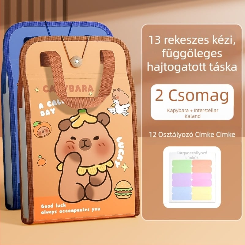 A4-es kézitáska irattartó táska 13 rácsos szervtáska tesztpapír táska többrétegű nagy kapacitású kézi papírtároló általános iskolás diákoknak