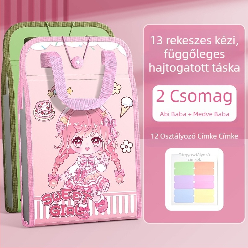 A4-es kézitáska irattartó táska 13 rácsos szervtáska tesztpapír táska többrétegű nagy kapacitású kézi papírtároló általános iskolás diákoknak