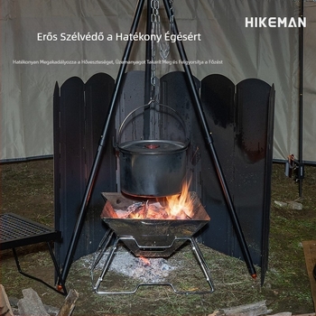 Kültéri fekete nagy szélvédő kemping BBQ tűzhely összecsukható főzőedény horganyzott lemez hőgyűjtő szélvédő