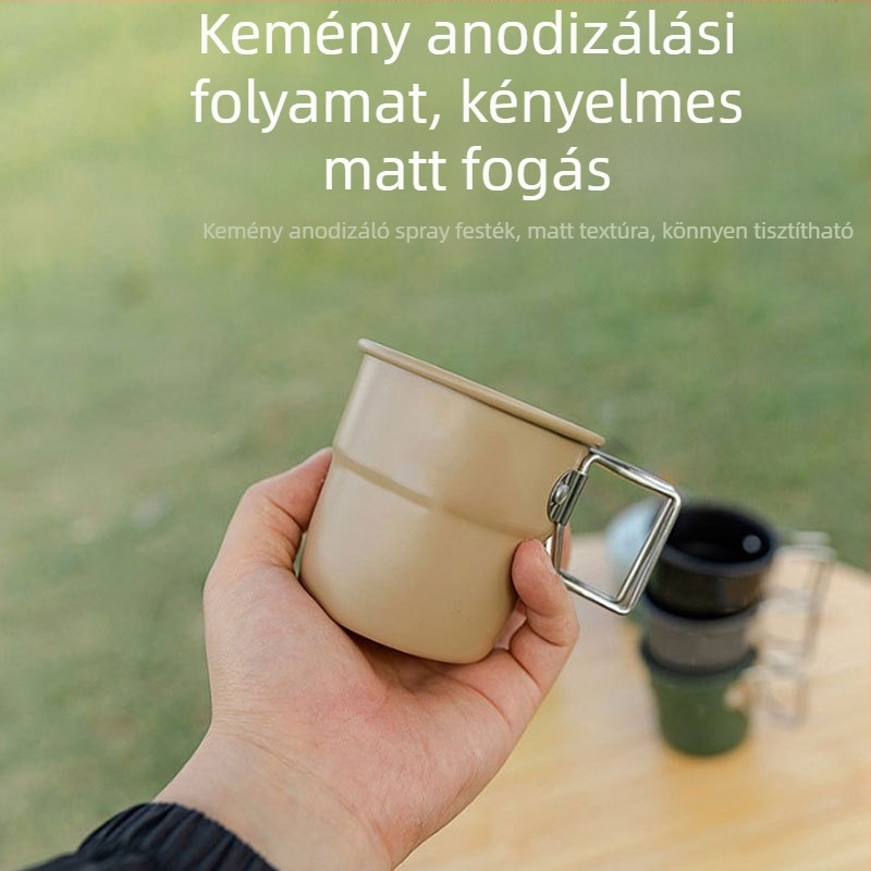 Kültéri pohár kempingezéshez nyáron, elegáns, nagy kapacitású, stílusos, egyszerű alumíniumötvözet pohár, összecsukható vizespohár