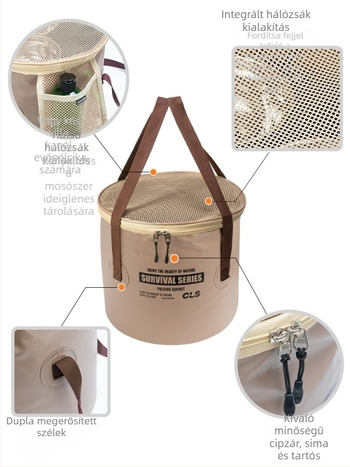 CLS új, továbbfejlesztett összecsukható vödör hordozható lefolyókosár kemping grill zöldségmosás edények teleszkópos horgászvödör horgászfelszerelés táska