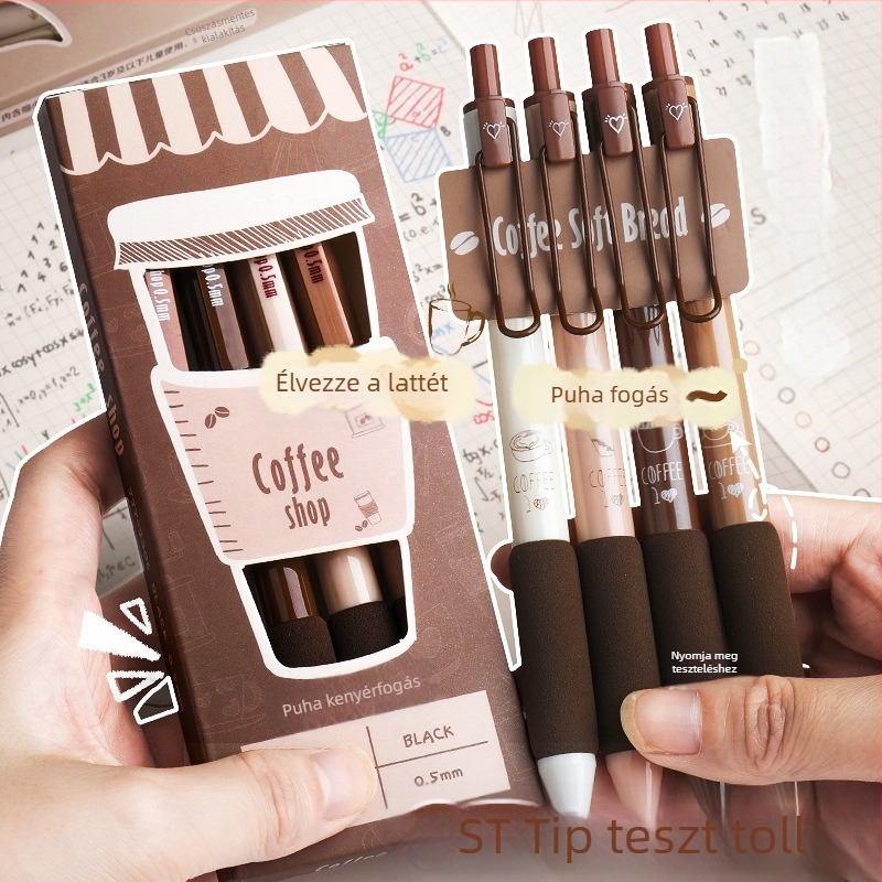Kávé ecset gyorsan száradó toll nagy színű ecset toll fekete toll nyomózselés toll középiskolás diák irodai diákpapír