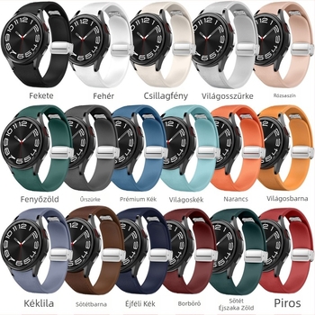 Samsung Galaxy Watch6/5/4 bőr szilikon mágneses csattal, 20 mm-es okosszíjjal kompatibilis