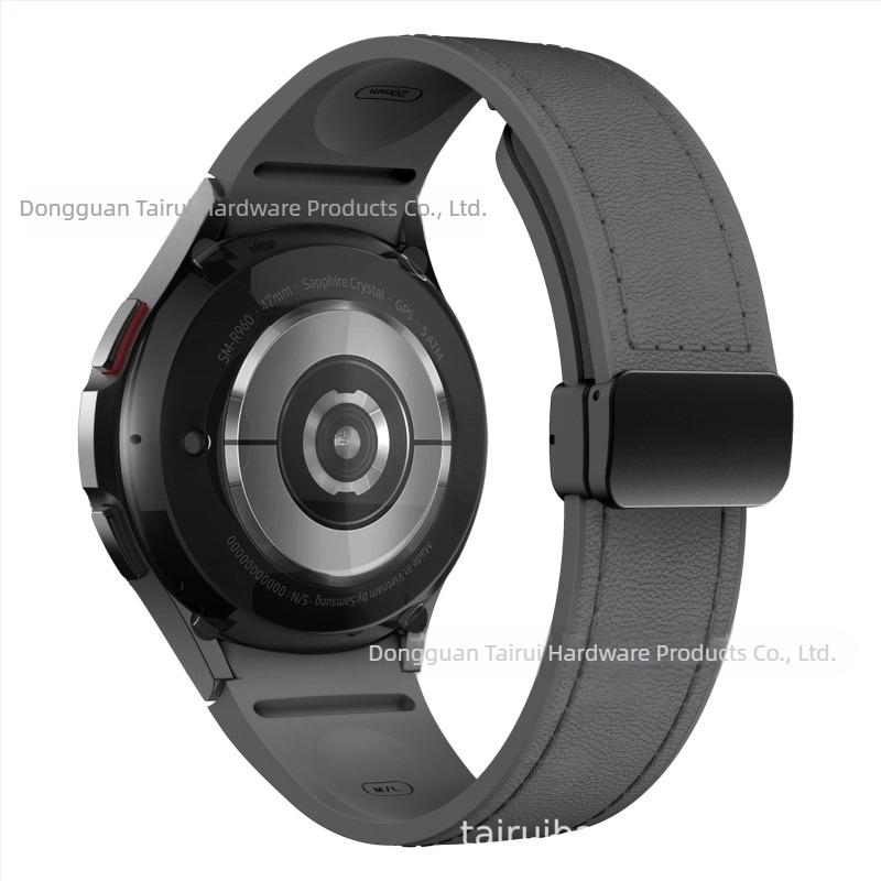Samsung Galaxy Watch6/5/4 bőr szilikon mágneses csattal, 20 mm-es okosszíjjal kompatibilis