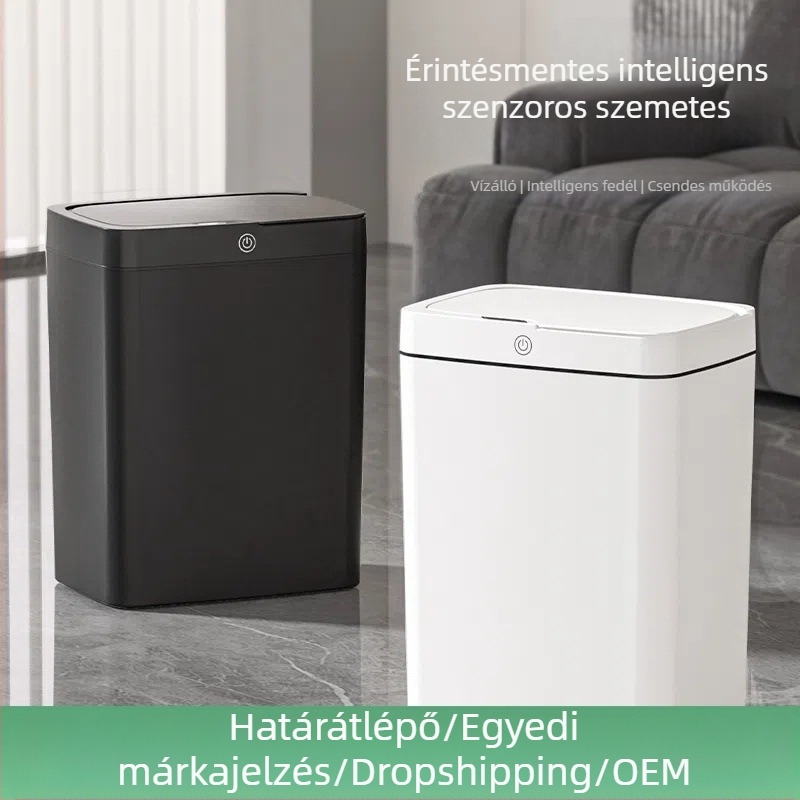 Érintésmentes intelligens fedélnyitású szemetes, automatikus csomagolású intelligens szemetes, fürdőszobai rés szeméttároló